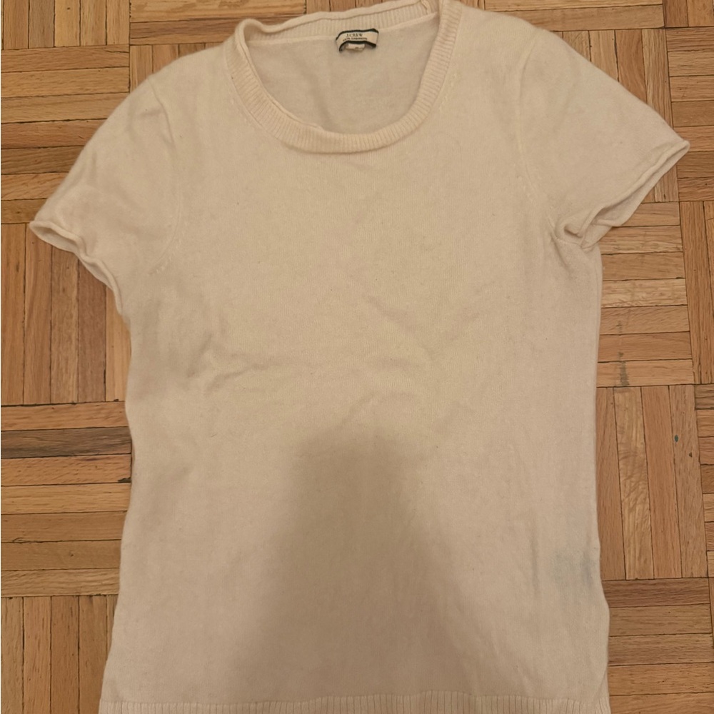 J. Crew Cashmere Cream Short-Sleeve Knit Tee